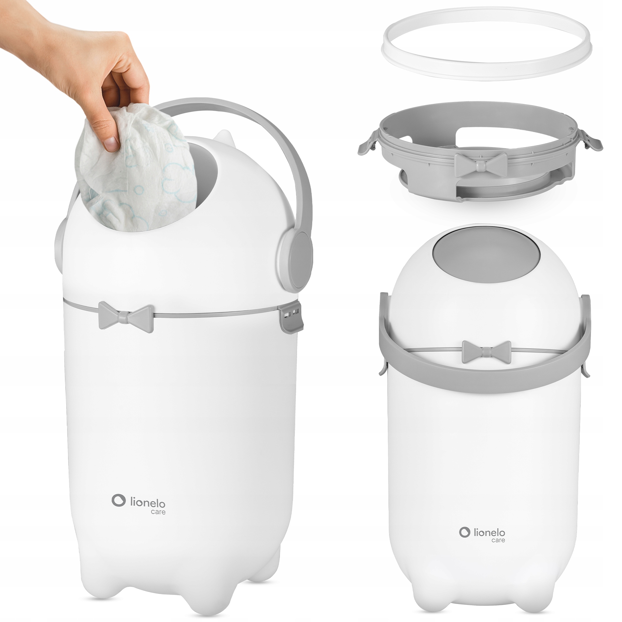 Lionelo Purebin Kosz na Pieluchy White Kosz-na-pieluchy-brudne-zuzyte-UNIWERSALNE-WORKI-10L-Lionelo-Purebin