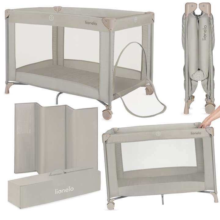 Lionelo Amelie Łóżeczko dziecięce turystyczne składane materac 2 koła torba  Lozeczko-dzieciece-turystyczne-skladane-materac-2-kola-torba-Lionelo-Amelie-EAN-GTIN-5903771724883