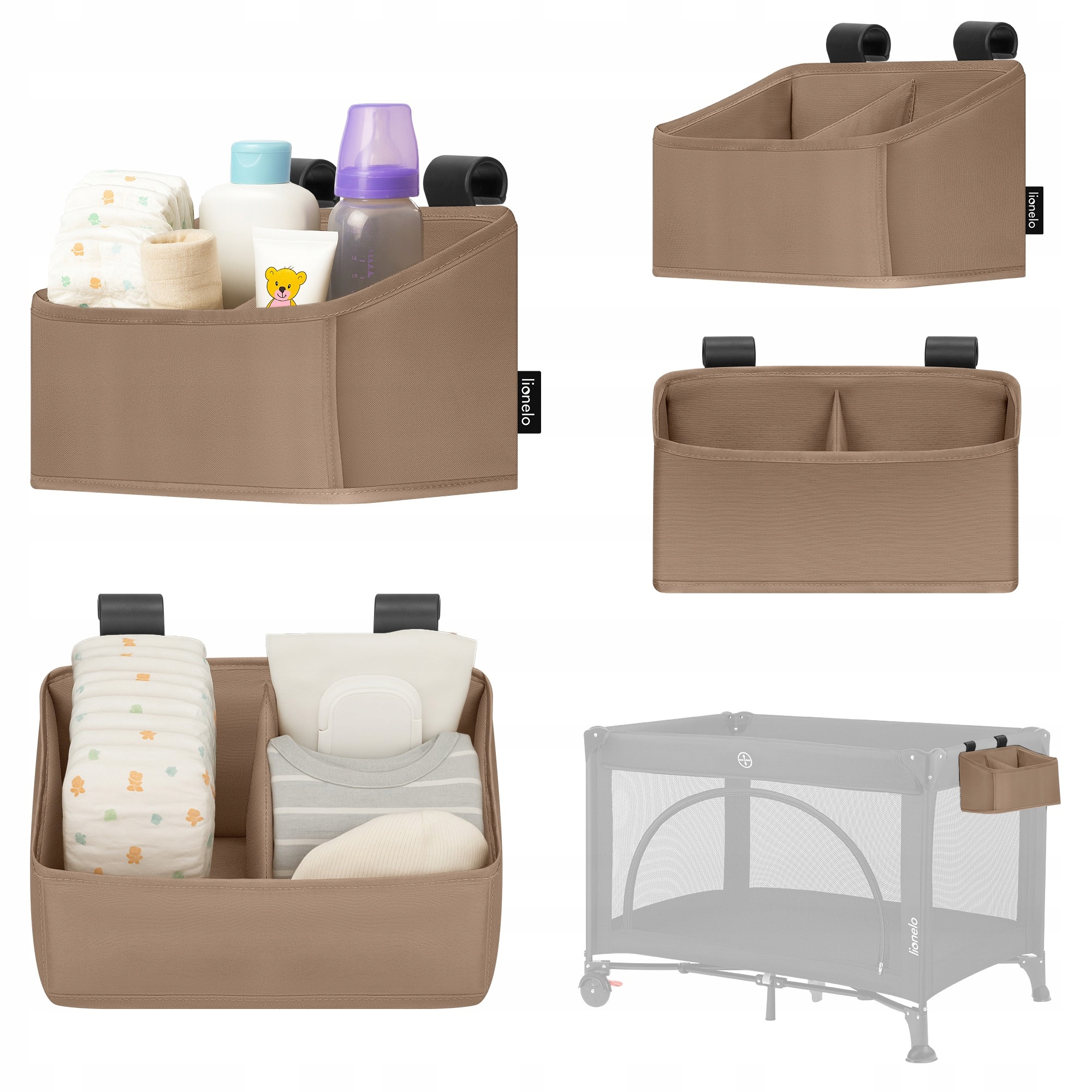 Lionelo Sidepocket Small Organizer na łóżeczko wiszący przybornik Beige Organizer-na-lozeczko-wiszacy-przybornik-Lionelo-Sidepocket-Small