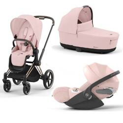Cybex Priam 4.0 Wózek Głęboko-Spacerowy + Fotelik Samochodowy Cloud T 0-13kg Peach Pink