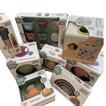 Happy World Wieża kubków i wiaderek 17szt BIOplastik