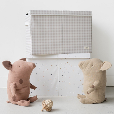 3 Sprouts Recycled Pudełko Zamykane Gingham Beige