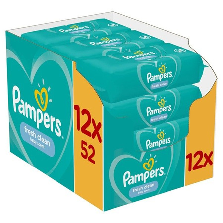 Pampers Chusteczki Nawilżane Fresh Clean 12x52 Sztuk Chusteczek