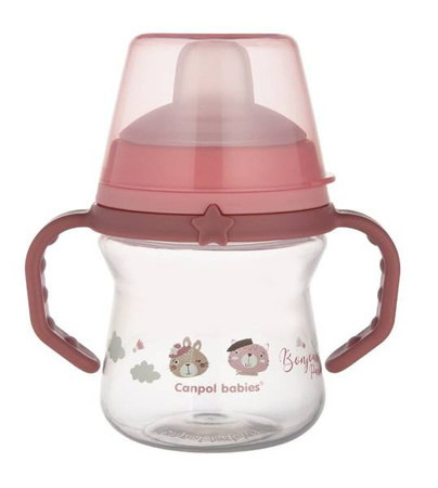 Canpol Babies FirstCup Kubek z Silikonowym Ustnikiem 150ml Bonjour Paris Różowy 56/612_pin