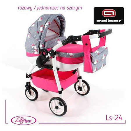 Adbor Lily Sport Wózek dla Lalek SzaryJednorożec Ls-24
