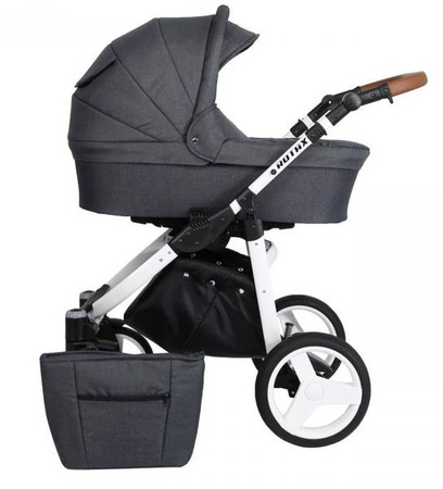 Kunert Rotax Wózek Głęboko-Spacerowy Grafit + Len Biała Rama Koła Żelowe