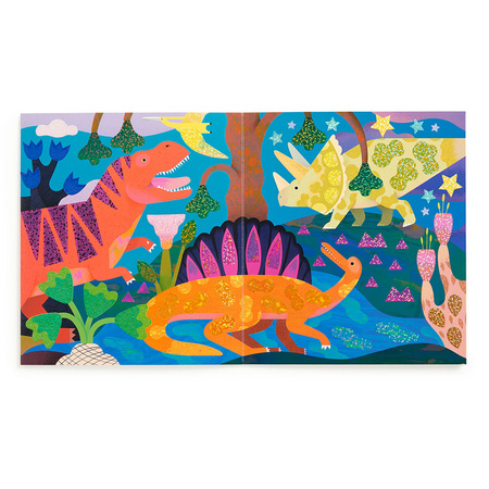 Mudpuppy Zestaw do wyklejania Naklejki holograficzne 200+ szt. z plakatem Kraina dinozaurów  4+