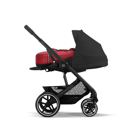 Cybex Balios S Lux Wózek Głęboko-Spacerowy Moon Black 2023 Rama Czarna + Cybex Aton B2 i-Size 0-13kg + Baza One Volcano Black