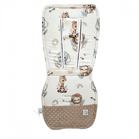 Bonjour Cherie Bambusowa dwustronna Wkładka do wózka 5 pkt pasy Safari