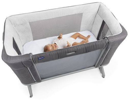 Chicco Next2Me Forever Łóżeczko Dostawne 3w1 do 22kg Moon Grey + Prześcieradło 2szt Pink Pois
