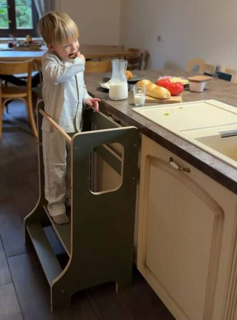 Baby Wood Slim M Double Kitchen Helper Oliwkowy