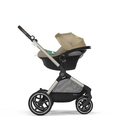 Cybex Eos Lux Wózek Głęboko-Spacerowy Rama Taupe Seashell Beige + Aton B2 i-Size Fotelik 0-13kg + Baza One Volcano Black