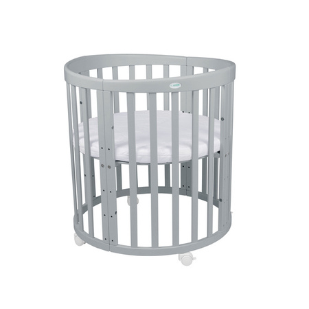 Waldin Łóżeczko Dziecięce Owalne 7w1 z Materacem Szare