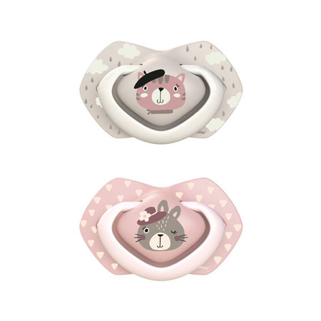 Canpol Babies Smoczek Silikonowy Symetryczny Bonjour Paris 18m+ 2szt. 22/649 Girl