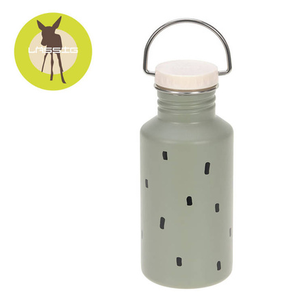 Lassig Bidon ze stali nierdzewnej z dodatkową zakrętką z ustnikiem 500 ml Happy Prints oliwkowy