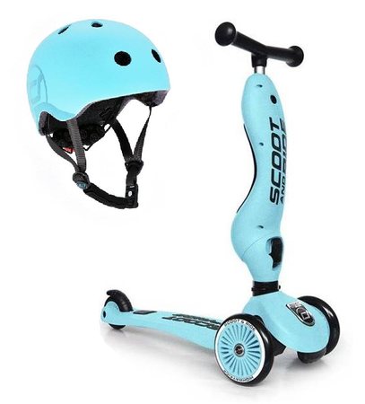 Scootandride Highwaykick 1 Jeździk i Hulajnoga 2w1 1-5 Lat + Scootandride Kask S-M Blueberry