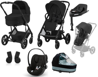 Cybex Balios S Lux 2.0 Wózek Spacerowy Moon Black+ Cybex Cloud G I - Size Fotelik Samochodowy 0-13 kg + Adaptery + Baza G + Folie