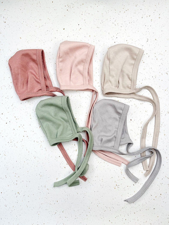 Poofi Czapka Wiązana Rozmiar 56 0-2m Herbaciana Róża