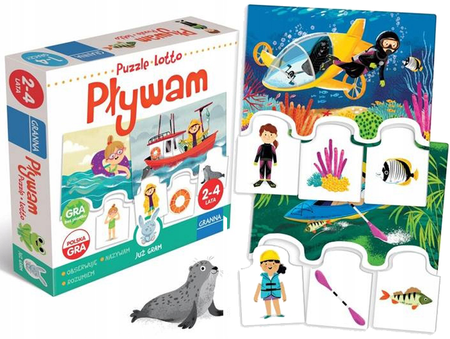 Granna Gra Logiczna Układanka Puzzle Lotto Pływam
