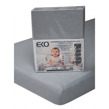 EKO Nieprzemakalne Prześcieradło Jersey Szare 70x140