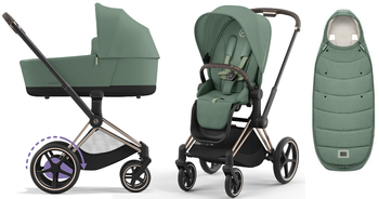 Cybex e-Priam 4.0 Wózek Głęboko-Spacerowy Leaf Green + Cybex Platinum Śpiworek