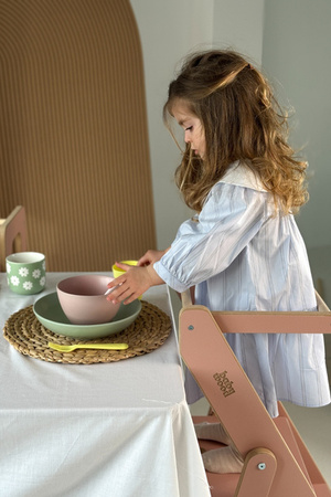 Baby Wood Kitchen Helper Składany Różowy