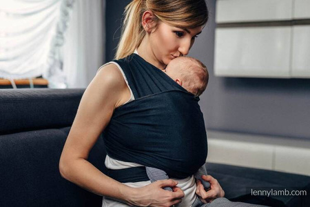 LennyLamb Chusta do noszenia dzieci, elastyczna - Czarny - rozmiar standardowy 5.0 m  (100% bawełna)