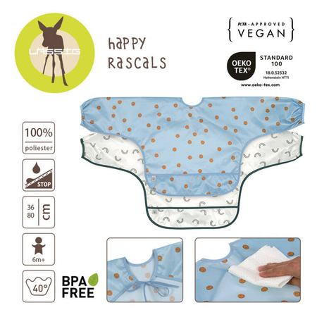 Lassig Zestaw śliniaków z długim rękawem 6m+ Happy Rascals Smile sky blue