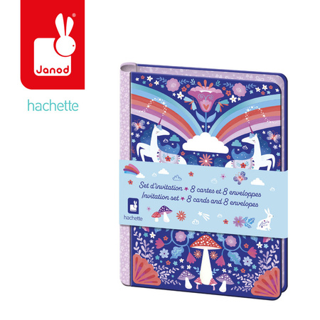 Janod Zestaw zaproszeń papeteria Jednorożce Kraina snów 6+