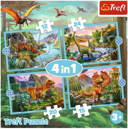 Trefl Wyjątkowe Dinozaury Puzzle 4w1