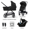 Kinderkraft Newly Wózek Wielofunkcyjny 3w1 Wózek Głęboko-Spacerowy + Fotelik Classic Black 