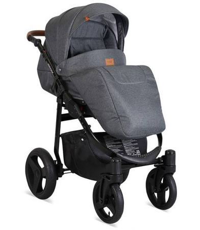 Kunert Rotax Wózek Głęboko-Spacerowy Grafit + Len Biała Rama Koła Żelowe