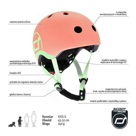 Scootandride Kask XXS-S Dla Dziecki 1-5 Lat  Peach