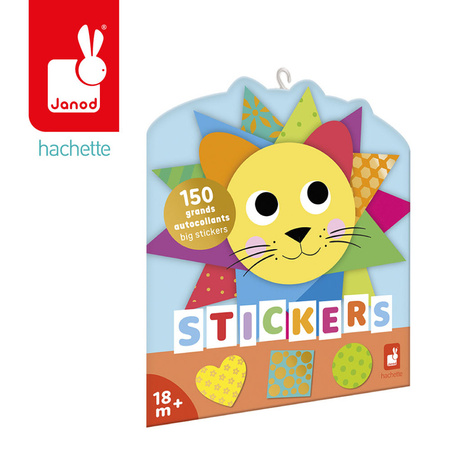 Janod Duże naklejki na arkuszach 150 szt. Figury geometryczne 18m+