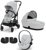 Cybex Melio Carbon Wózek Głęboko-Spacerowy Fog Grey + Cybex Cloud G I - Size Fotelik Samochodowy Fog Grey 0-13kg + Adaptery 
