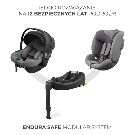 Kinderkraft Zestaw 3w1 Endura Safe Modular System Fotelik Samochodowy 0-36 kg Szary