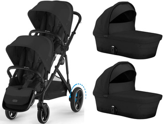 Cybex E-Gazelle S Wspomagany Wózek Bliźniaczy Głęboko-Spacerowy Rama Czarna Moon Black