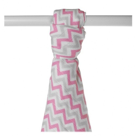 Xkko Ręcznik Bambusowy Otulacz 90x100cm Baby Pink Chevron