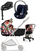Cybex Mios 3.0 Wózek Głęboko-Spacerowy Spring Blossom Dark + Cybex Cloud G I-Size Fotelik Samochodowy Ocean Blue Plus +Baza