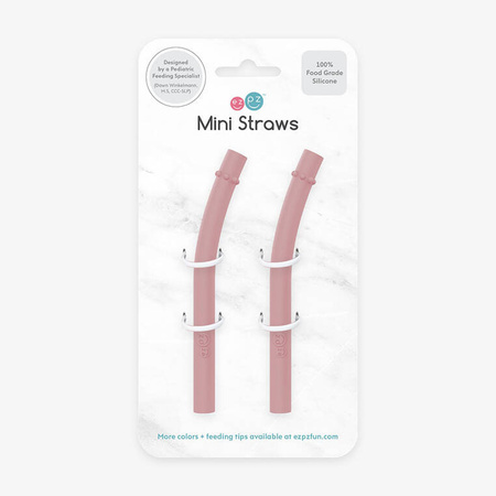 EZPZ Silikonowy kubeczek ze słomką Mini Cup + Straw Training System 120 ml Mauve + 2 słomki GRATIS pastelowy róż