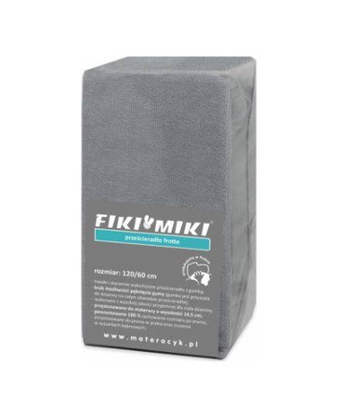 Fiki Miki Frotta Prześcieradło120/60 cm Szare