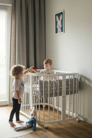 [OUTLET] Waldin Łóżeczko Dziecięce 7w1 z Materacem Białe