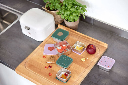 Lassig Pojemnik na przekąski snackbox ze stali nierdzewnej 3 szt. Happy Rascals Heart lavender