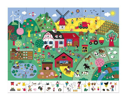 Janod Puzzle obserwacyjne w walizce Farma 24 elementy 3+ Made in France
