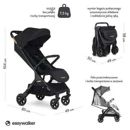 Easywalker Jackey Kompaktowy Wózek Spacerowy z Torbą Transportową Gold Editon