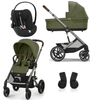 Cybex Balios S Lux 2.0 Wózek Głęboko-Spacerowy Moss Green + Cybex Cloud G I - Size Fotelik Samochodowy 0-13 kg + Adaptery