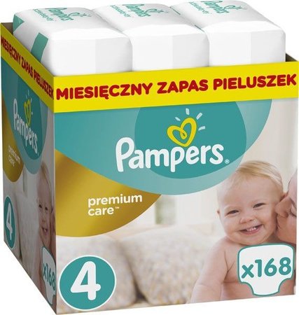 Pampers Premium Care Zapas na Cały Miesiąc rozm. 4 rozmiar 4 8-14kg 168 sztuk