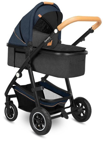 Lionelo Amber Wózek Głęboko-Spacerowy + Lionelo Astrid Fotelik Samochodowy 0-13 kg Zestaw 3w1 Blue Navy