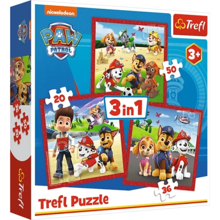 Trefl Puzzle 3w1 Psi Patrol Wesołe Pieski Paw Patrol