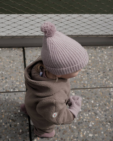 Lodger Czapeczka z wełny merino 100% różowa Rose 6-12m